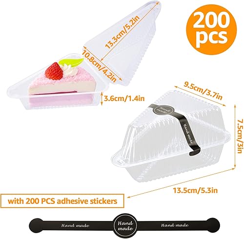 Miniatura 2 de 200 recipientes gruesos para tartas con tapas, recipientes de plástico transparente con bisagras para tarta de queso, cajas individuales desechables