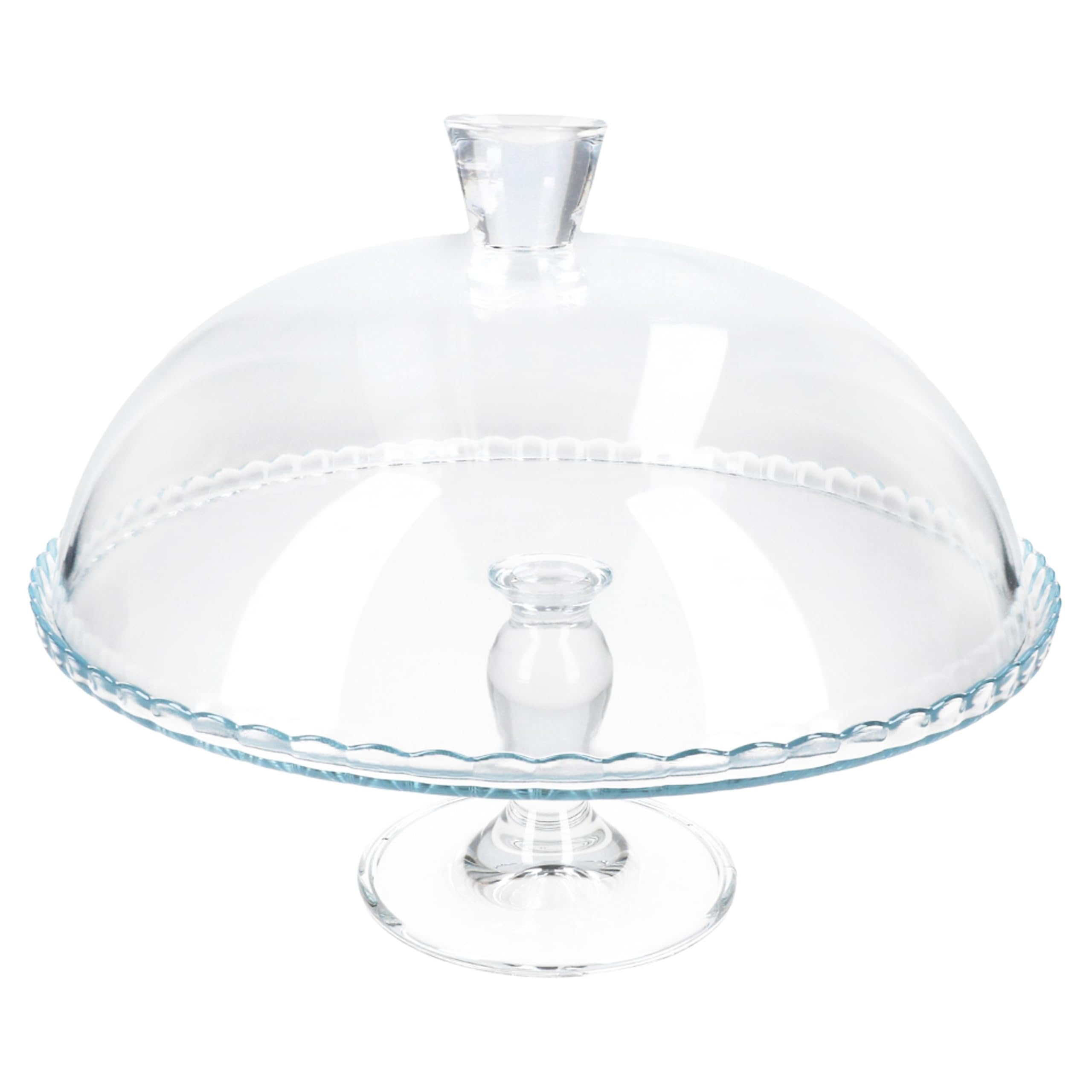 MamboCat Plateau à gâteau sur pied avec couvercle I Ø 32 cm I Plateau à gâteau en verre avec cloche en verre I Plateau de service pour tartes, gâteaux, apéritifs, fromage et pâtisseries I Assiette en