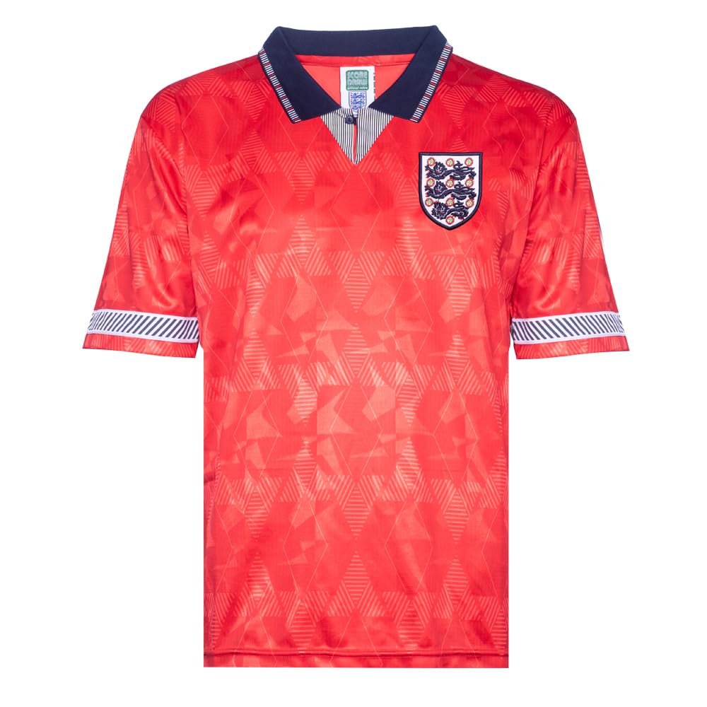 Score Draw Men's England 90 Away Football Shirt Red 2XL