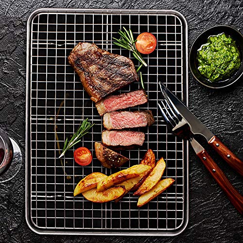 Emdmak 6 Piece Baking Sheets With Cooling Rack Set, 16 X 12 X 1 Inch Stainless Steel Cookie Sheet And Wire Rack & Baking Mat For Baking, Dishwasher Safe #TOP6