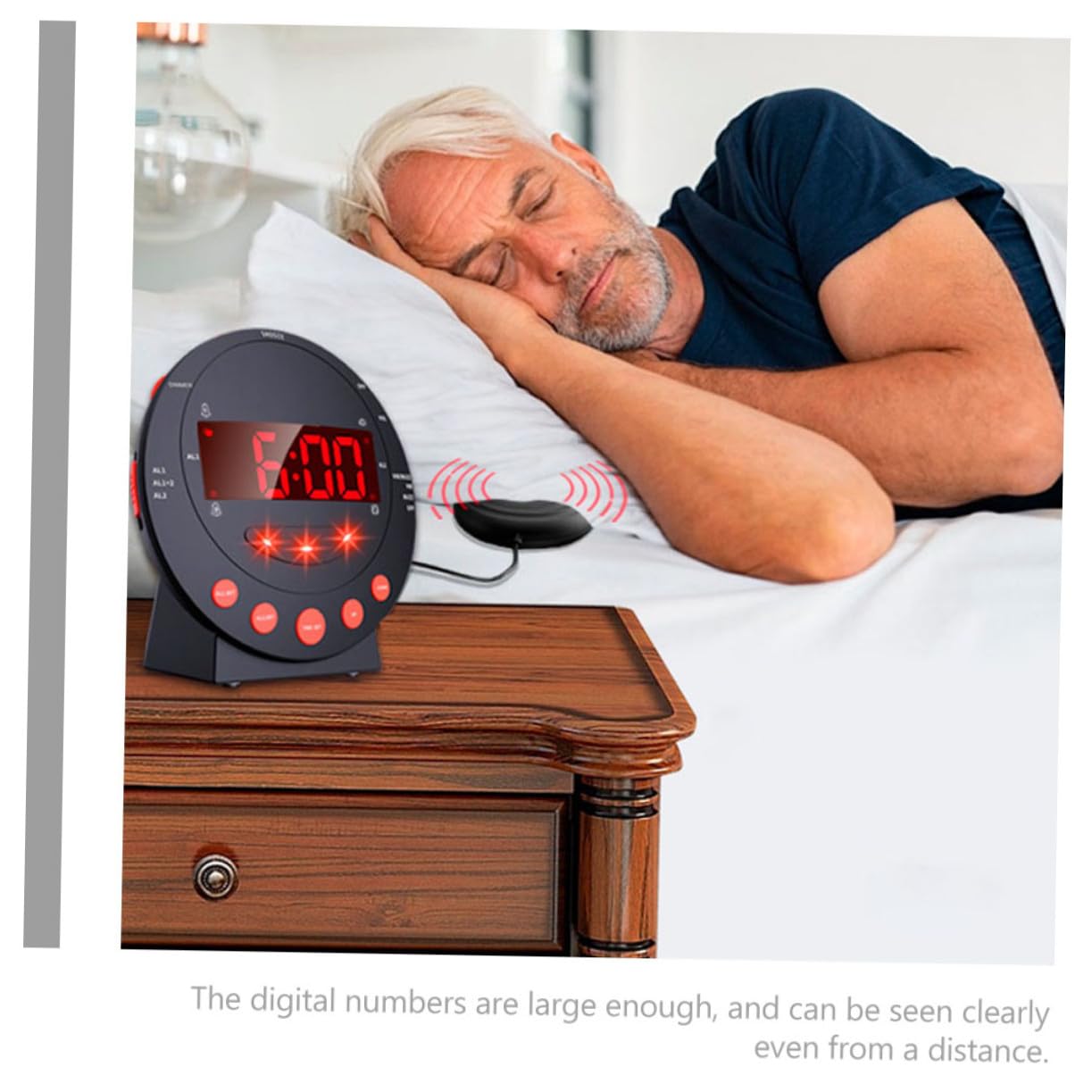 Toyvian Vibrationswecker Schwarzem Kunststoff Großen Digitalen Zahlen Starker mit Einstellbarer Helligkeit aus mit USB Kabel und für Tiefschläfer und Hörgeschädigte