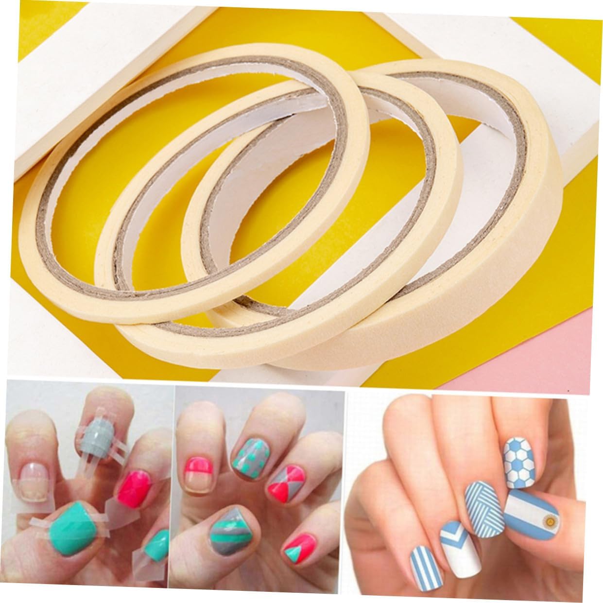 18 Rolls Beige Nail Polish Masking Tape for Home Nails and Salons