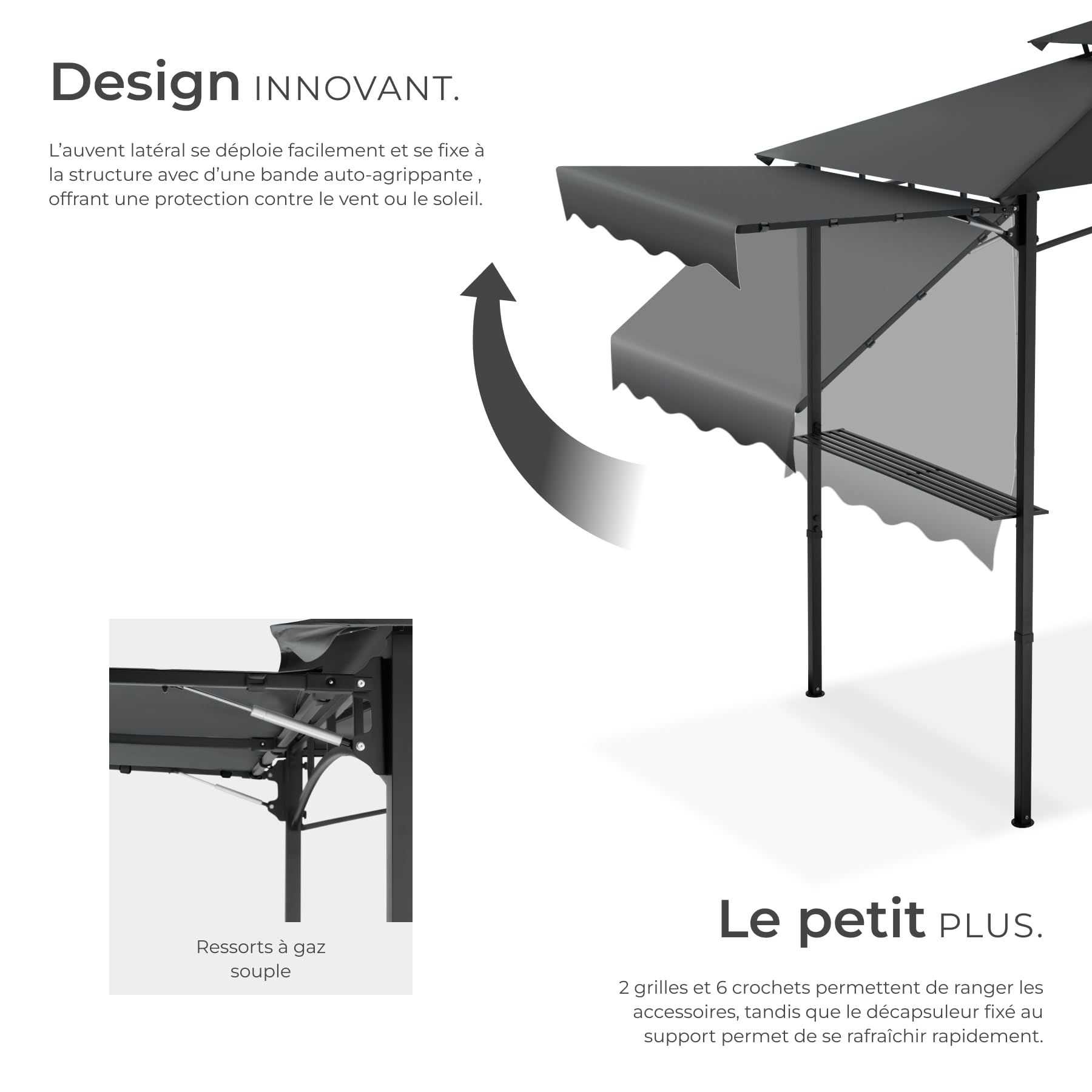 tectake® Abri de Jardin pour Barbecue Charbon, Barbecue Electrique, Plancha, Cuisine exterieure, 316x150x250 cm, Abri Barbecue Toile étanche, Protection UV, Double toiture, Résistant aux intempéries