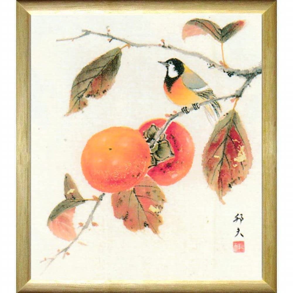 Amazon.co.jp: 片山邦夫 柿 色紙 ナチュラル 日本画 静物画 カキ 花鳥