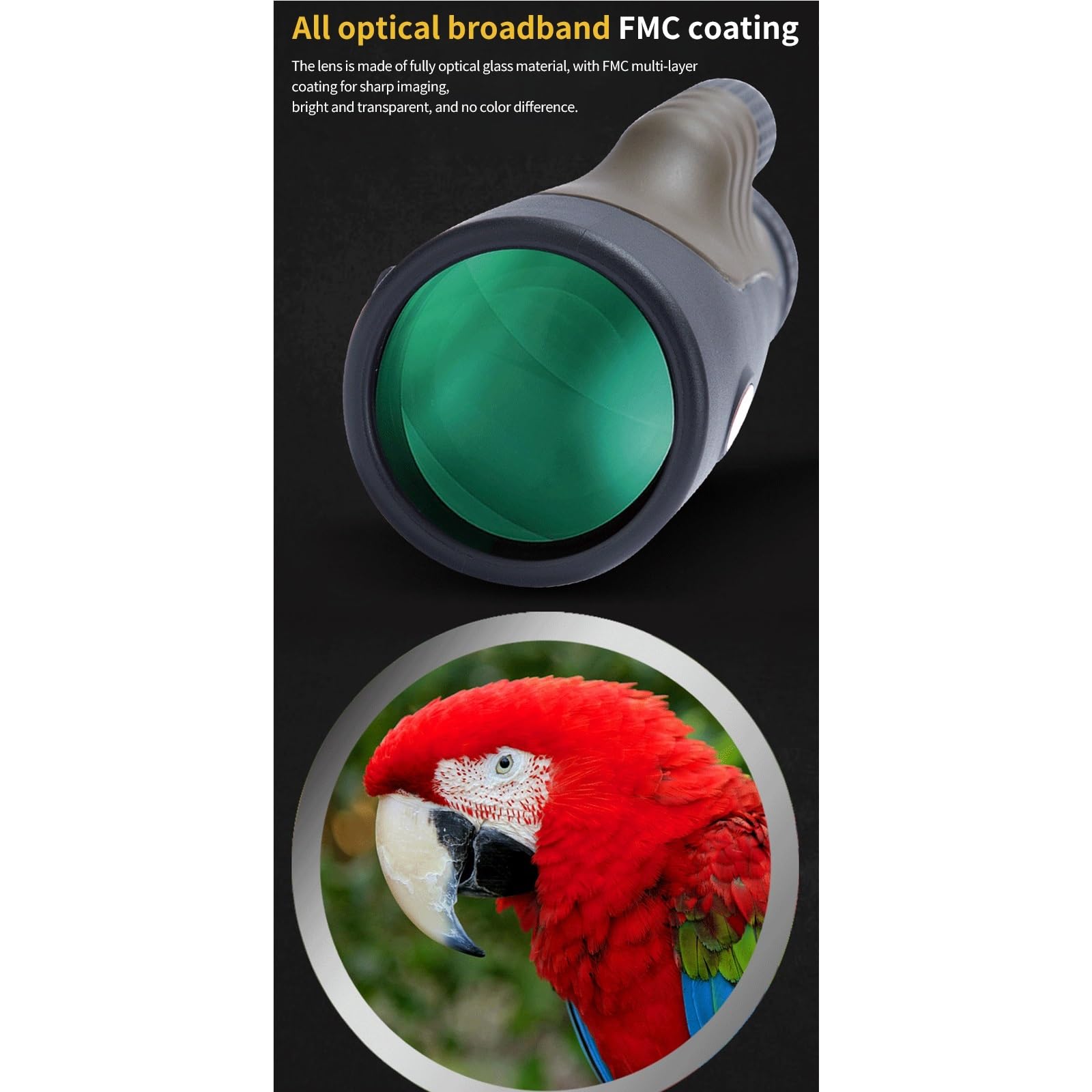 10-30x50 HD Zoom Monokularowy Potężny Teleskop FMC Bak4 Prism Wodoodporna Lornetka Na Zewnątrz Camping Travel Obserwacja Ptaków Mocny Okular I PowięKszenie(Green)