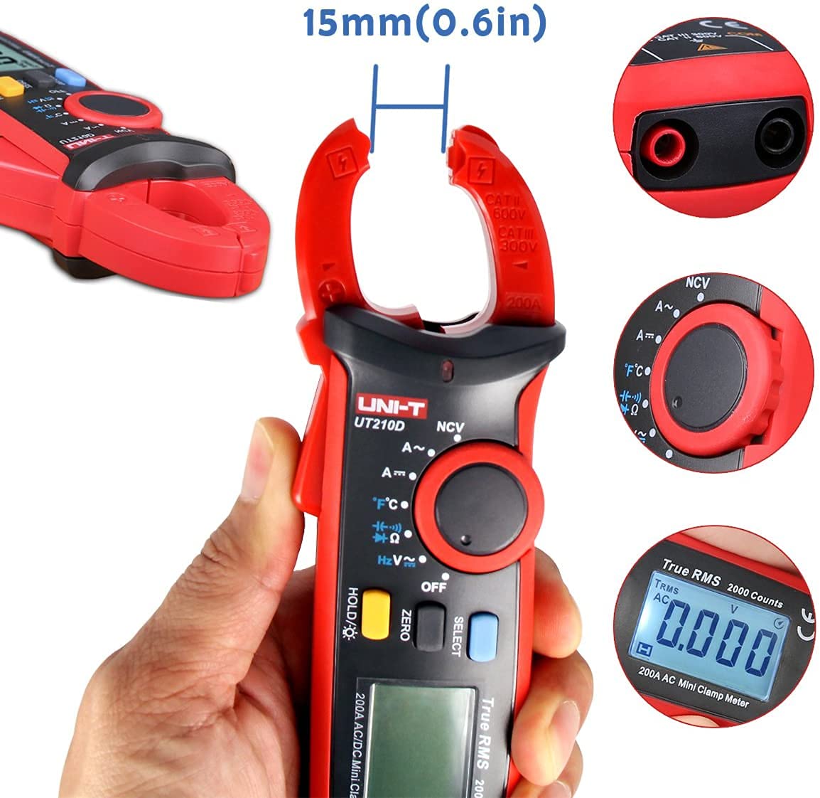 Mini UT210D Haute Précision Résistance de Tension AC/DC de Courant Capacité de Mesure Compteur de Serrage Multimètre Mesure de Température Plage Automatique