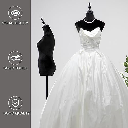 Miniatura 6 de Vestido de maniquí femenino con forma de torso con base de trípode, altura ajustable, 57-74 pulgadas, cuerpo de torso de maniquí de costura para