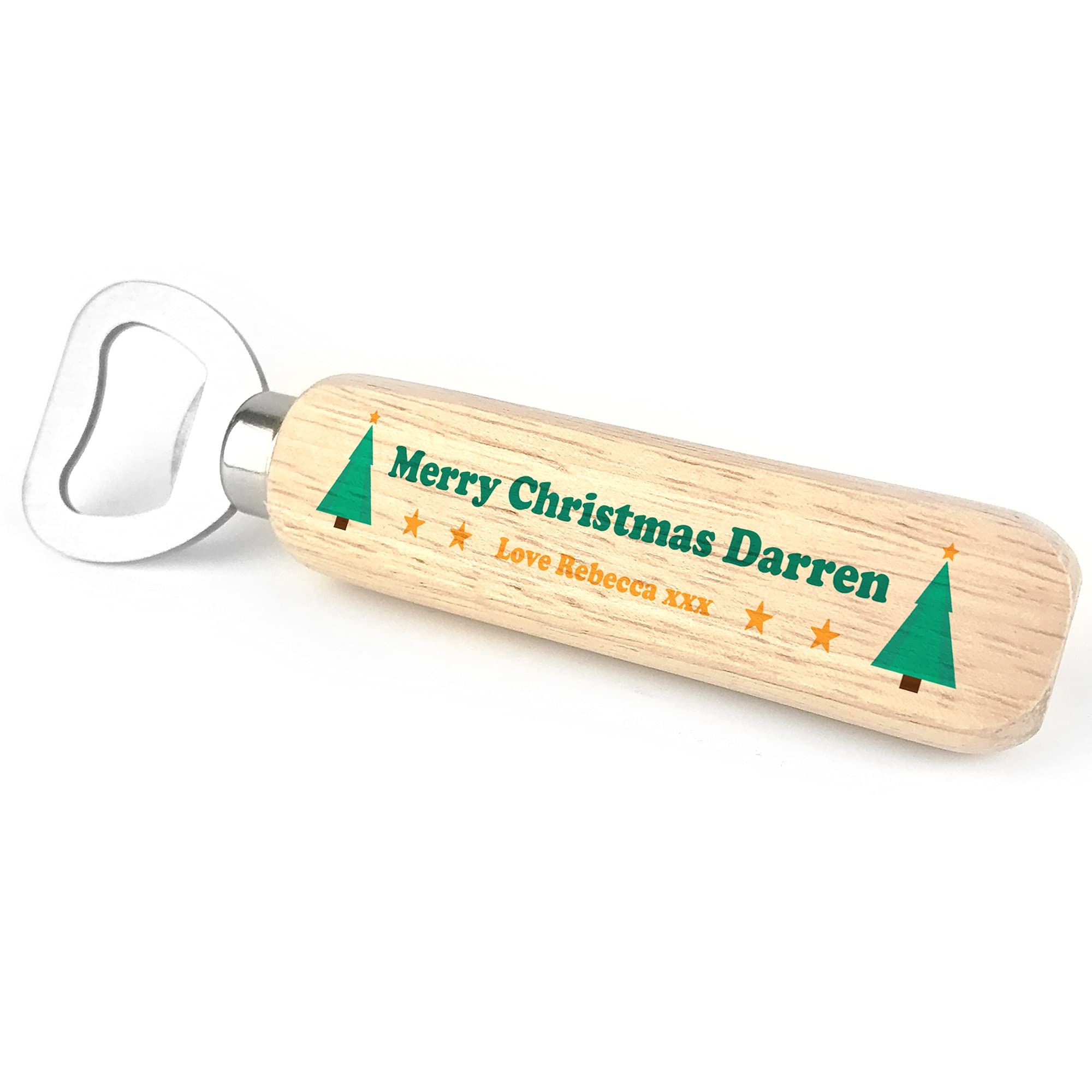 Red Ocean Personalised Christmas for Friend Novelty Wood Bottle Opener Gift for Him Dad Uncle Brother