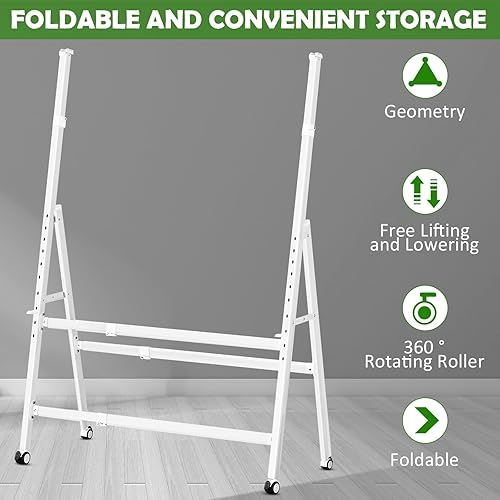 Miniatura 2 de A-Frame - Soporte plegable para pizarra blanca, altura y ancho ajustable, soporte móvil con ruedas para todas las pizarras de vidrio resistente,