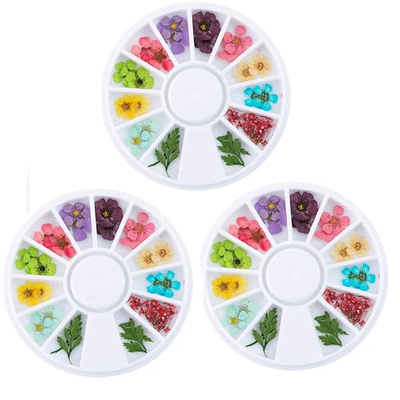 Polytree 3pcs Fashion Dried Flower Nail Art Sticker DIY