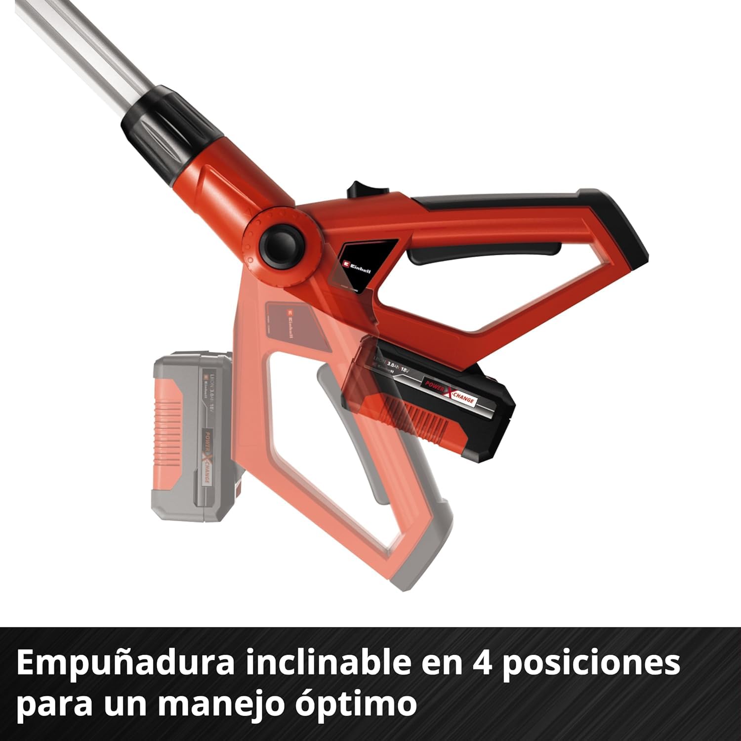 Einhell Cortasetos telescópico a batería GE-HH 18/45 Li T Solo (empuñadura con 4 y Cabezal con 7 Posiciones, empuñadura Extra, Engranaje de Metal, arnés, Bolsa, sin batería)