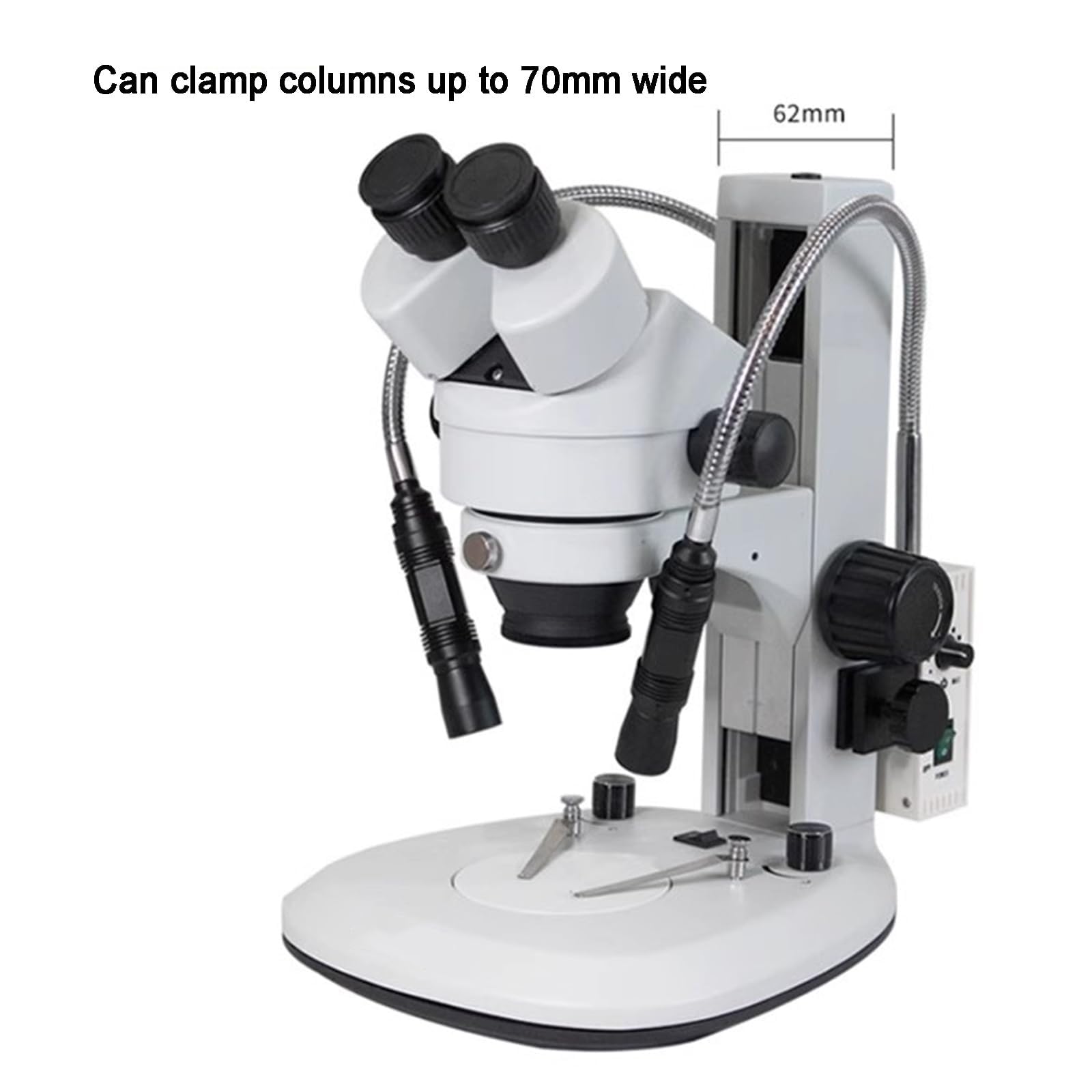 Iluminador de fibra óptica para microscopio, lámpara LED de doble cuello de cisne para microscopio industrial con ángulo y brillo ajustables, fuente de luz LED puntual de 6000 K