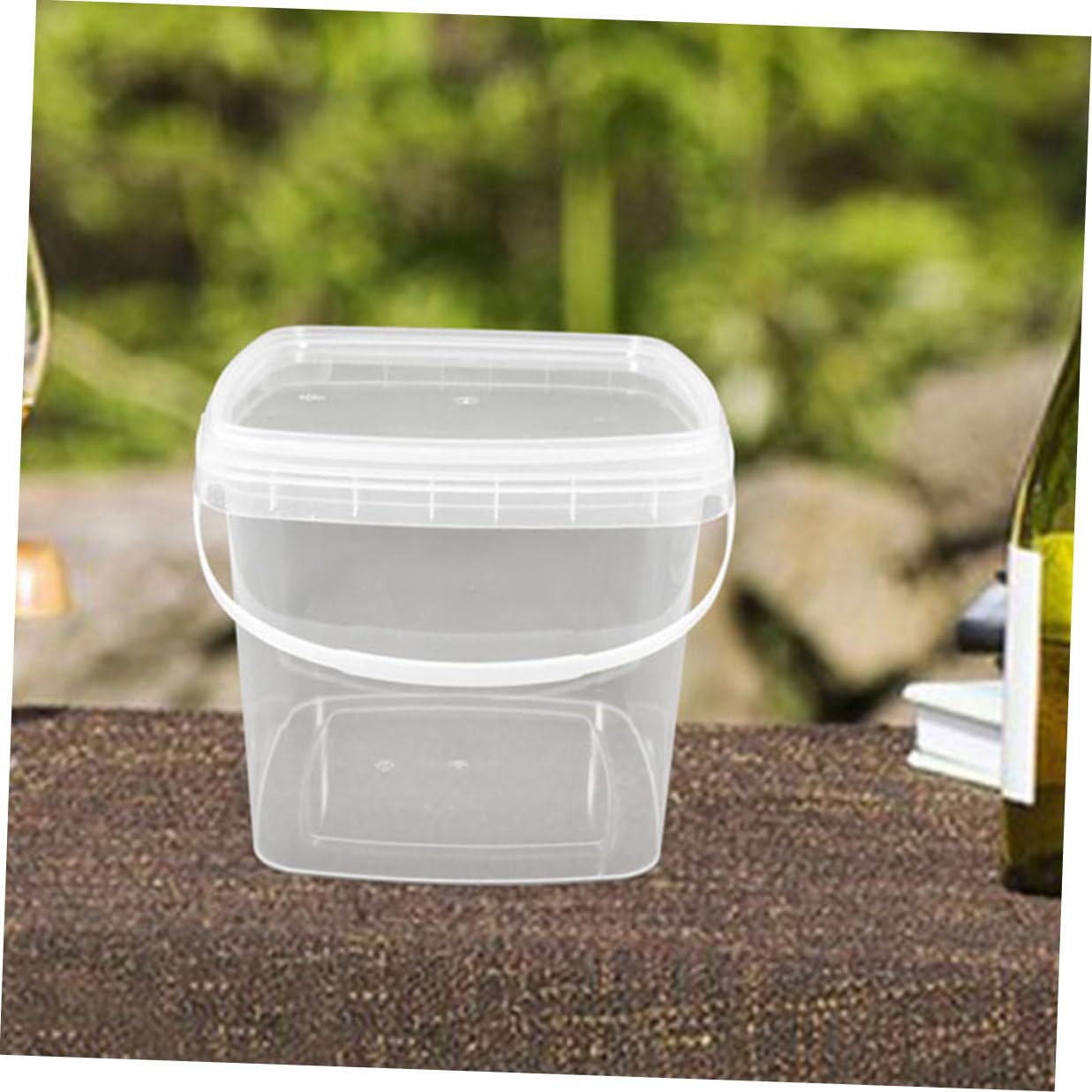 Cubo de Plástico Cuadrado con Tapa 4 Piezas Pp Portátil