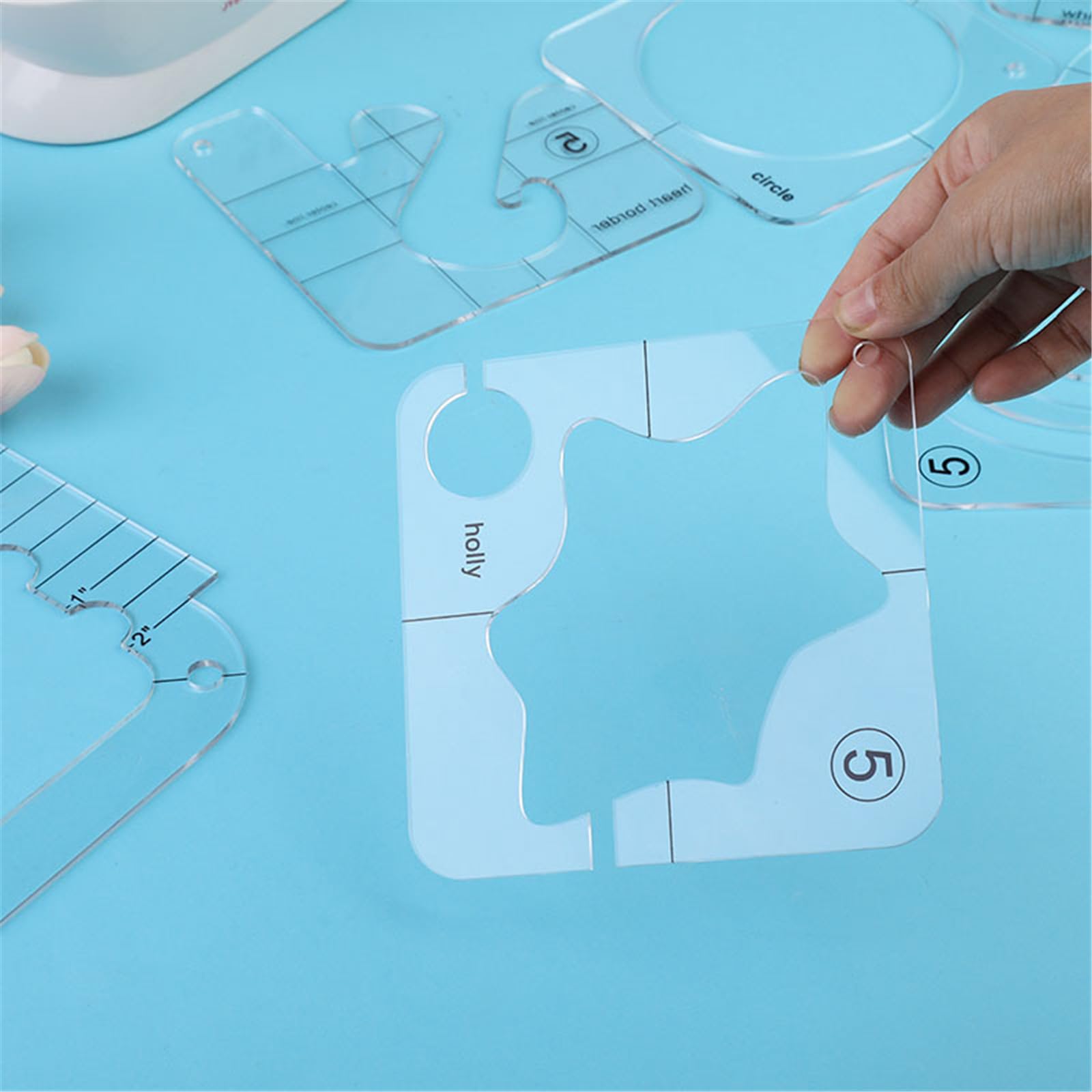 15 pezzi Frees Motion Quilting Template Righello Acrilico Quilting Righello Modello Quilting Stencil Quilting Strumento di cucito Righello