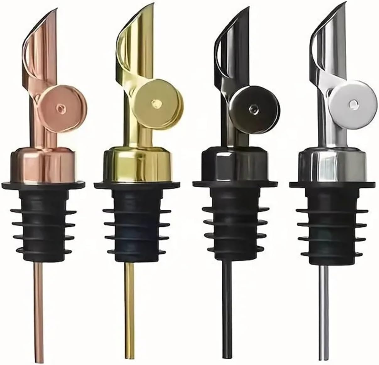 Wine Stoppers 8PCS Auto Opening And Closing Pourer 304 Stainless Steel Spout For Oil Dispenser Cocktail Stopper Bartending Tool(Mixed)