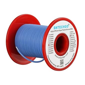 BNTECHGO 22 Gauge Silicone wire spool 100 ft Blue Flexible 22 AWG Stranded Tinned Copper Wire