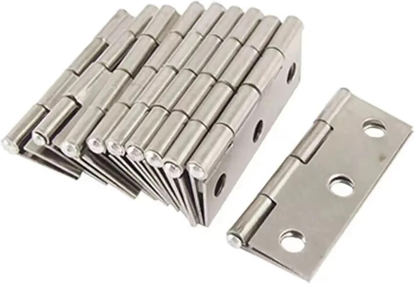 30 Pieces Hardware Stainless Steel Hinge Door Connectors Drawer 6 Mounting Holes for Furniture Bookcase Window Cabinet Accessories Universal