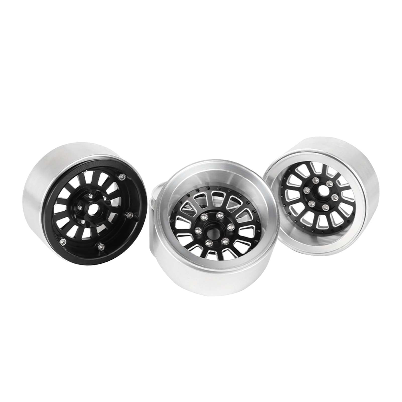 KEEDA Roues Beadlock en aluminium 2,2 - Profondeur d'insertion de 10 mm - 12 rayons - Pour SCX10 RR10 TRX4 VS4-10 Gen8 1/10 RC Crawler - Noir