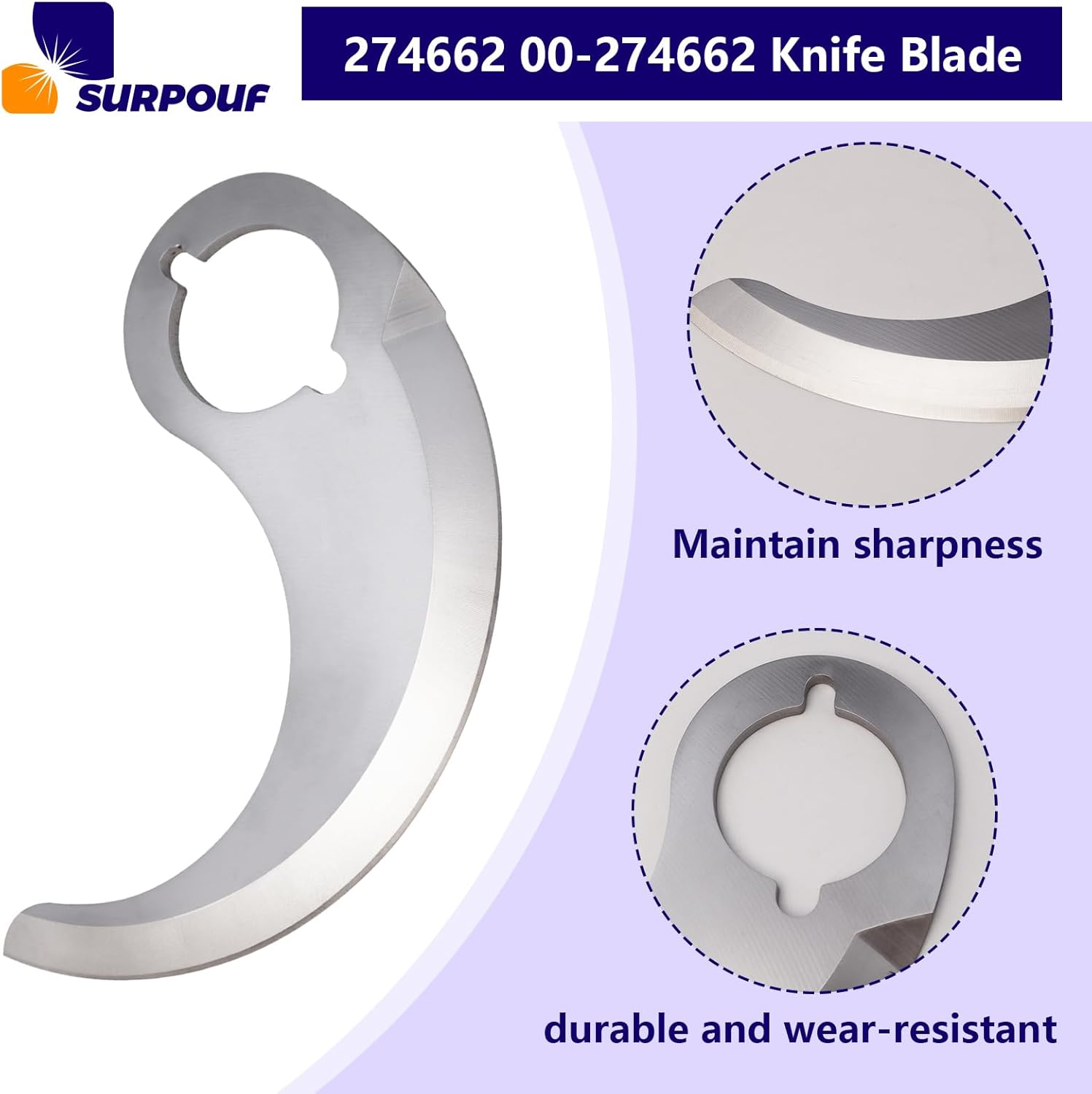 2 pk 274662 Knife Blade 00-274662 For ​Hobart Cutter Mixer/Vertical Chopper HCM450 HCM450C HCM300 replace 00-122295 Stainless steel