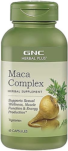 GNC Suplemento de complejo de maca Herbal Plus, vegetariano, apoya el bienestar sexual, 30 porciones