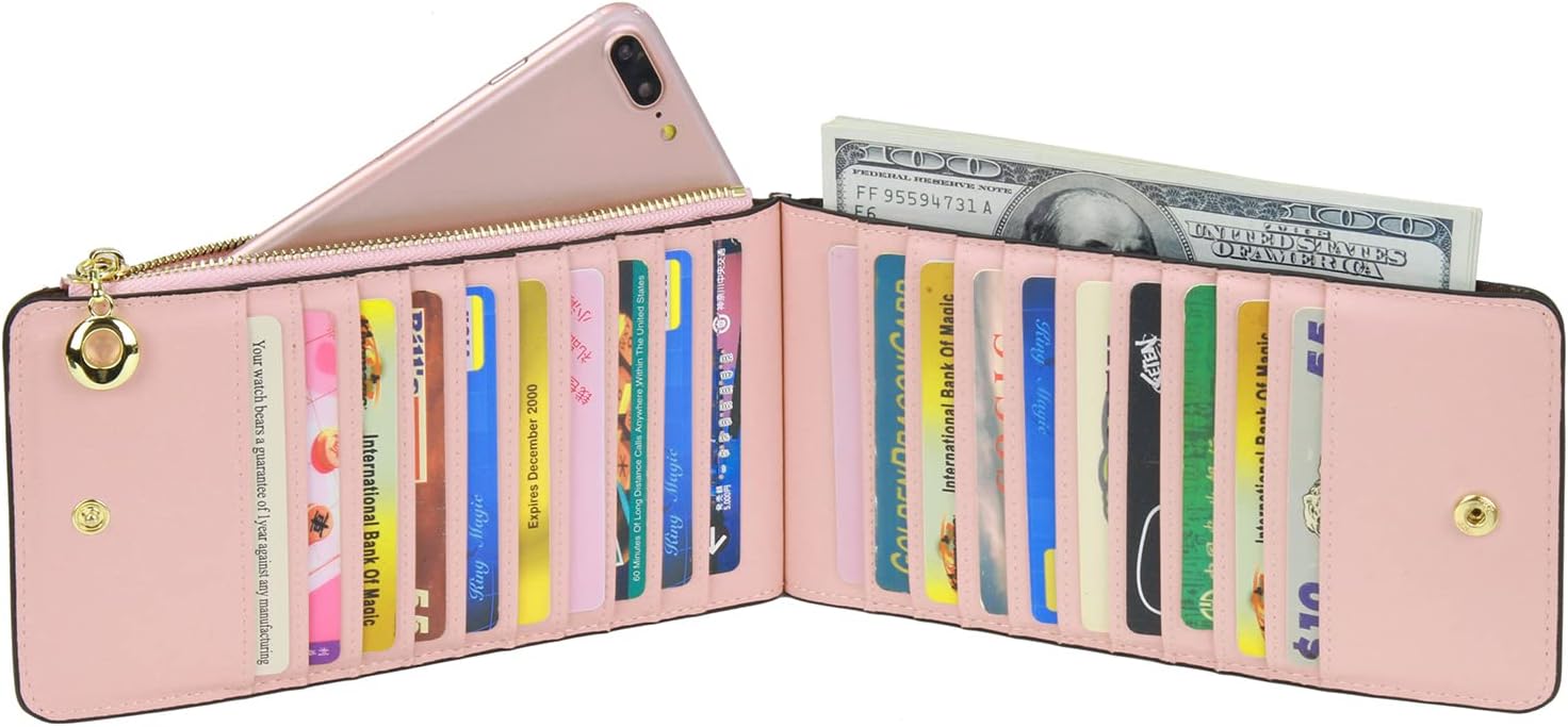 YALUXE Women's RFID Blocking Genuine Leather Wallets Cell Phone Pocket Card Holder Organizer Coin Purse with Zipper Pocket - Image 3