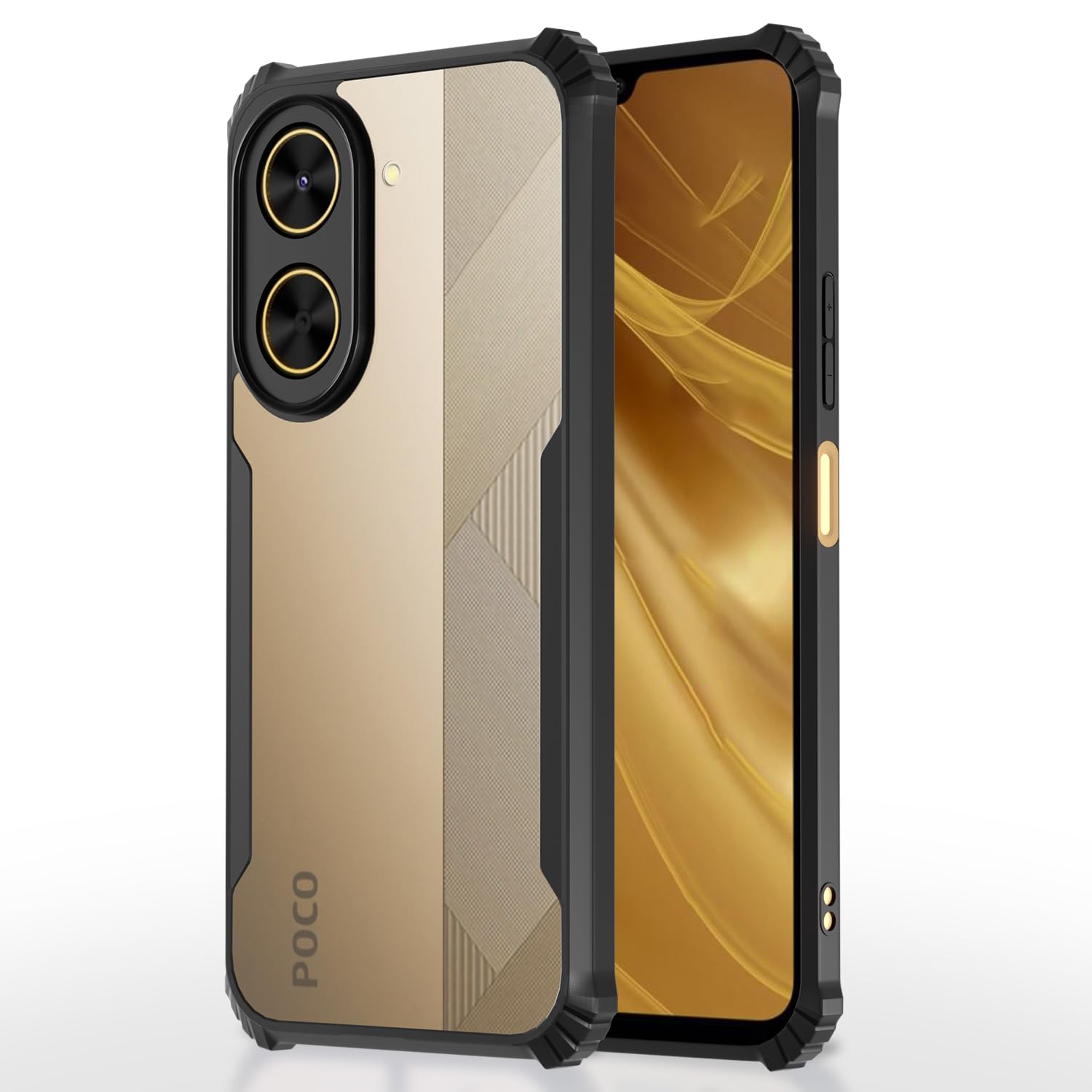 Amazon basics Back Cover for Poco C71 / Redmi A5 | Crystal Clear Transparent Back | Ultra Hyrbid | Full Camera Protection | Raised Edge | Bumper Case (Black)