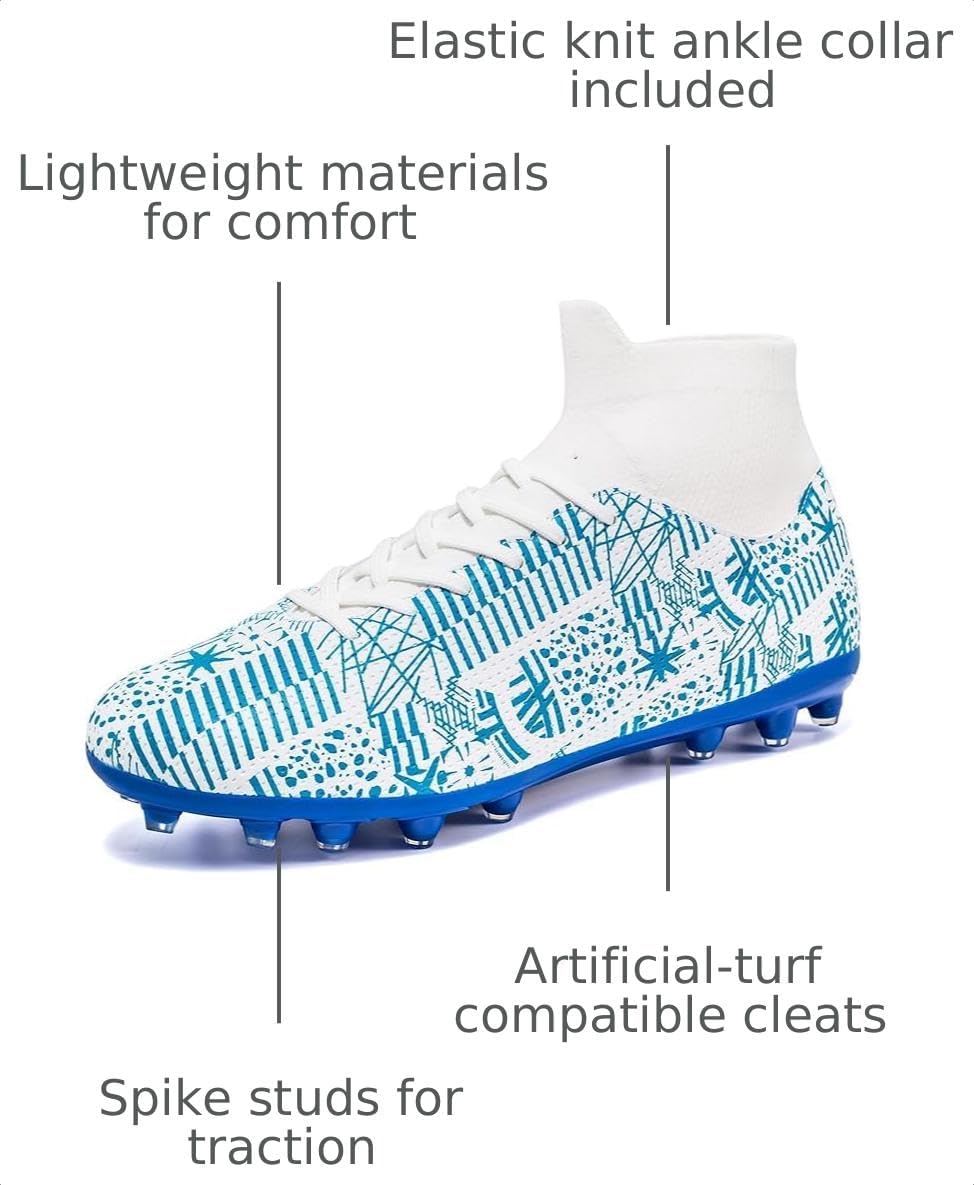 Men's Soccer Shoes Firm Ground High-top Football Cleats FG AG Professional Training Outdoor Lightweight Sneaker