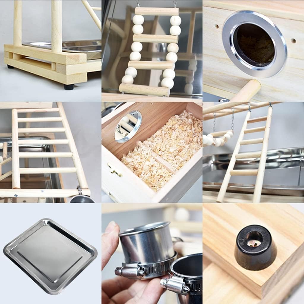 LIOONS Elegant Birdcage Retro Birdcages Perch Breeding Box Birdcage Solid Wood Stand Bird Cage Bird Cage Accessories for Home Hotel Etc Exquisite Beautiful