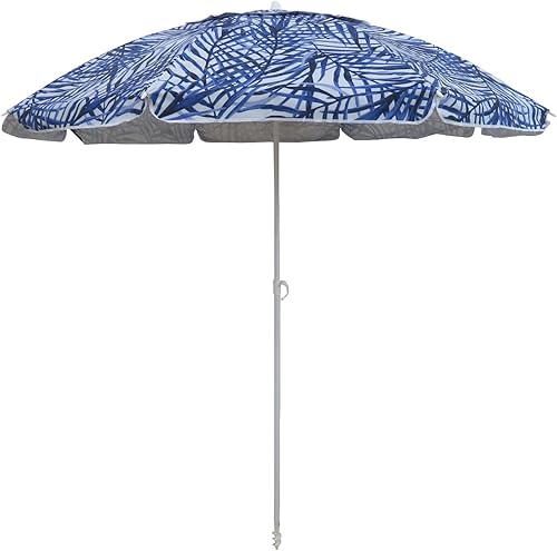 Sombrilla de playa para exteriores de 6.5 pies con anclaje de arena y protección solar UV50+, ligero y portátil, diseño de estampado de flores sin