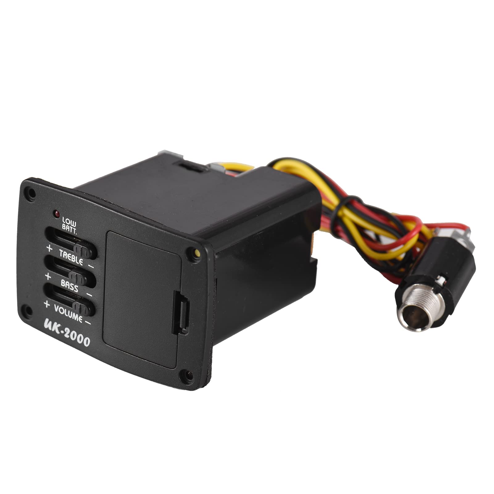 KOCAN Equalizer, Acoustic Guitar Bass Treble Tone and Volume Control EQ Equalizer Preamp Piezo Pickup Tuner Amplifier with Active Line 6.35MM Plug