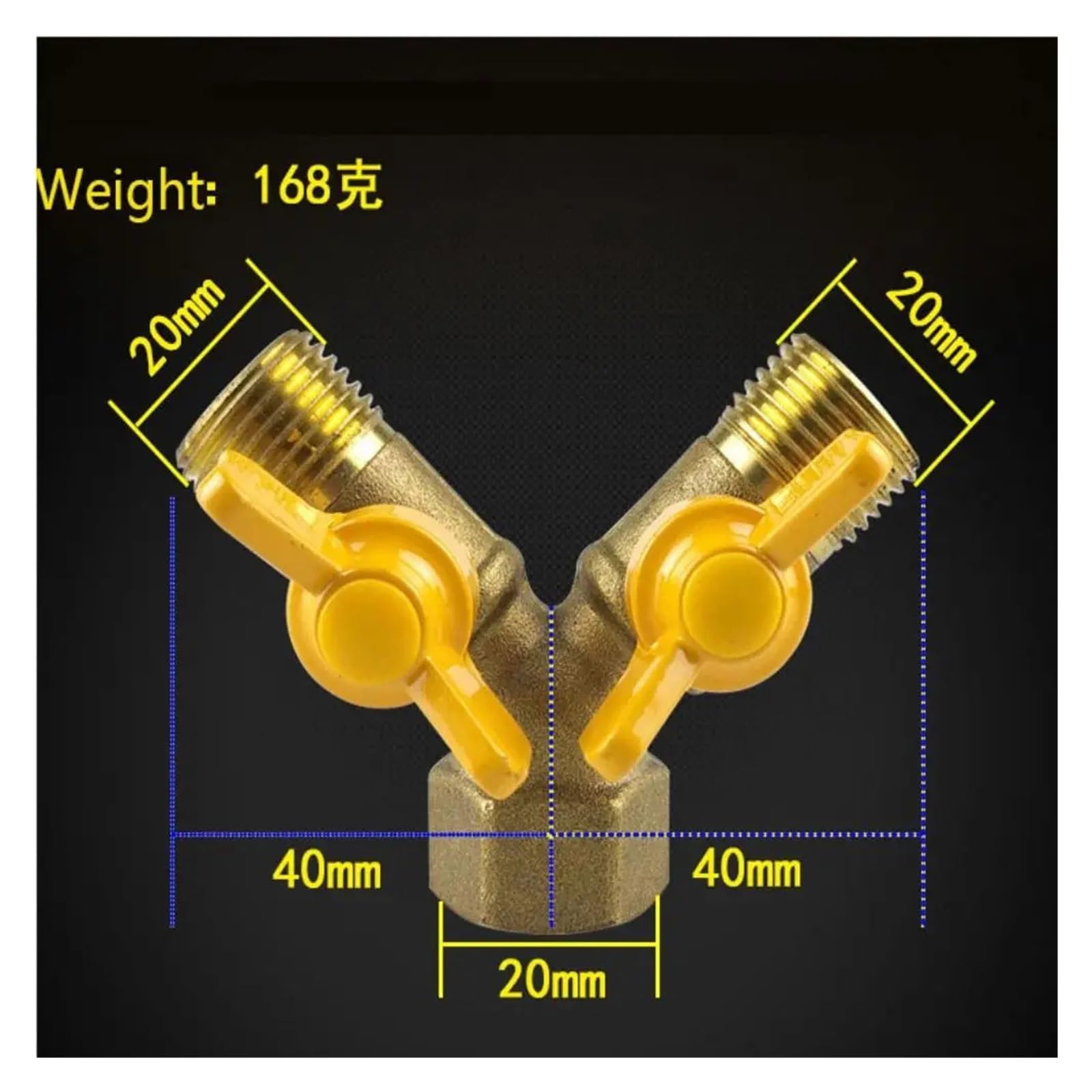 Llave de Paso Agua Conectores en Y de latón 2 vías for divisor agua
