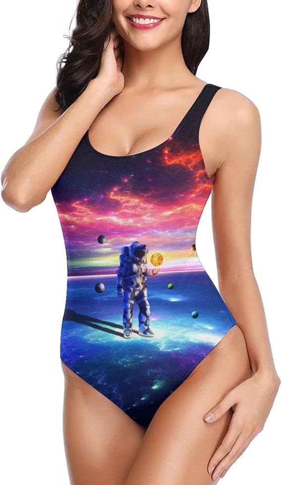 Amazon 水着女性セクシーワンピース水着女性優雅水着女性ハイウエスト水着ロストアローン宇宙飛行士 ワンピース 通販
