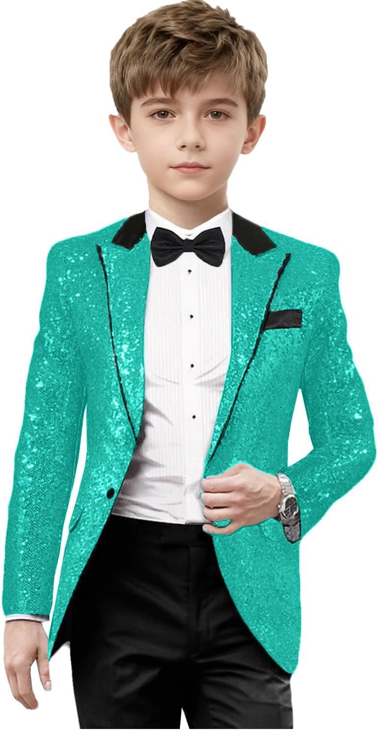 VENNYNG Boy Stage Performance Sequins Suit Jacket Concert Host Singer Party Show Shiny Slim Blazers Tuxedo Costume