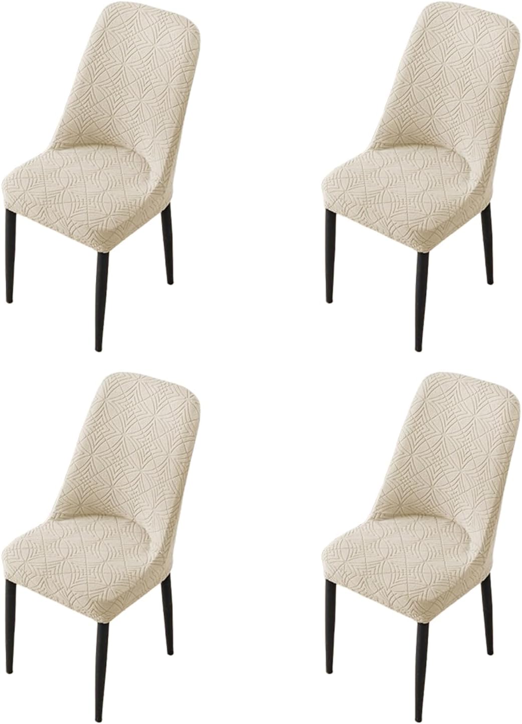 Curved Chair Covers Dining Chair Covers Stretch Curved Back Chair Cover Removable Washable Round Chair Slipcovers Protector for Kitchen Living Room Bedroom,Beige,4pcs