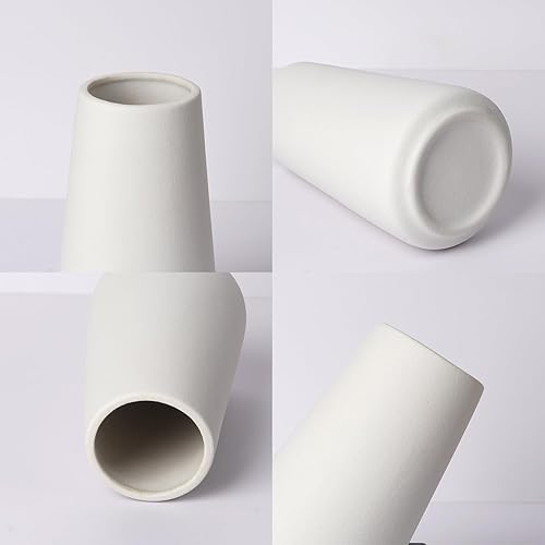 Miniatura 2 de 10 tulipanes rosados falsos y 1 florero de cerámica blanca