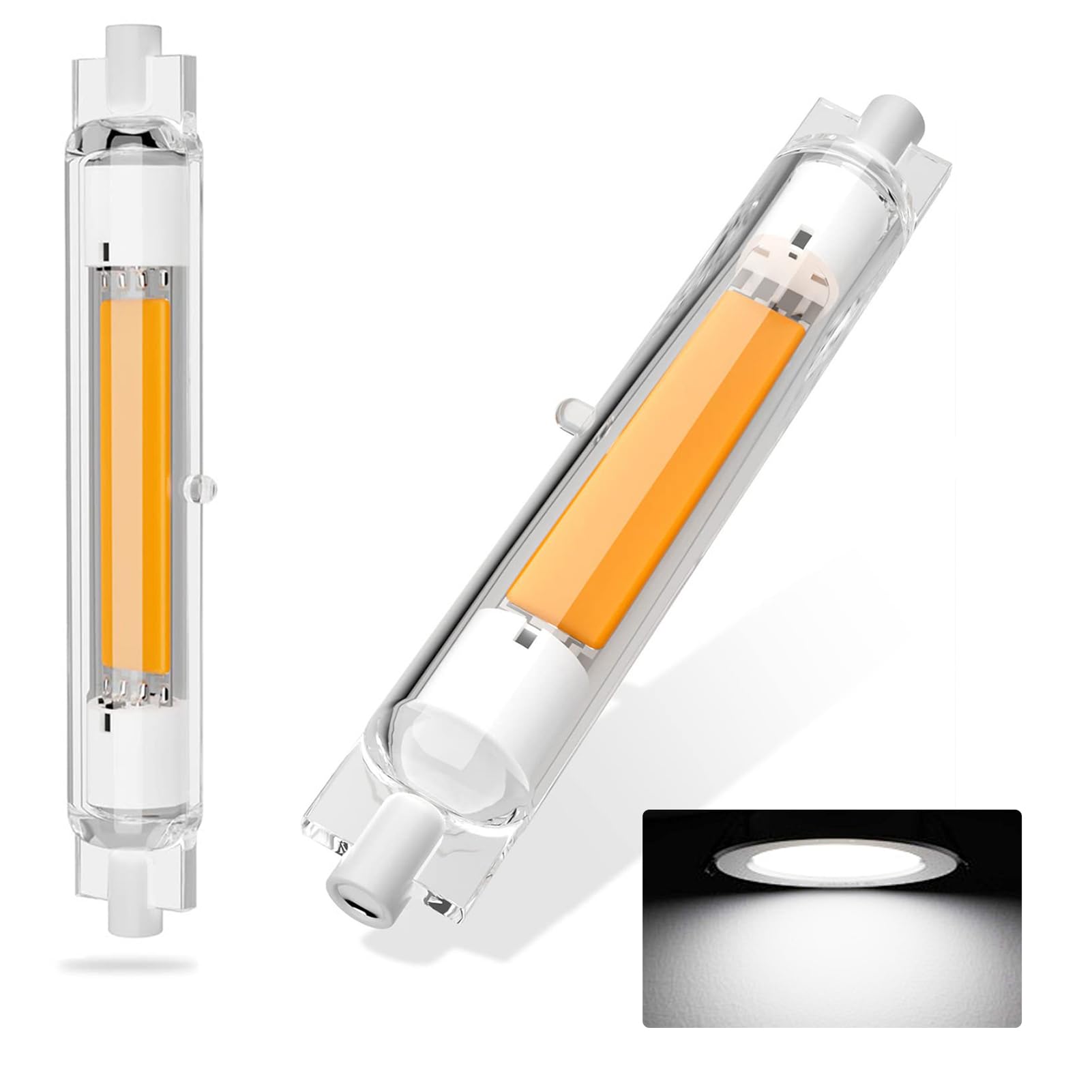 ZJZG R7S LED Bulb 118mm Dimmable, Cool White 6000K 3000LM, R7S 118mm LED Bulb 30W Equivalent 300W Halogen Light Bulbs, Flicker-Free, 360° Light Angle, Energy Saving Floodlight, 2 Pack