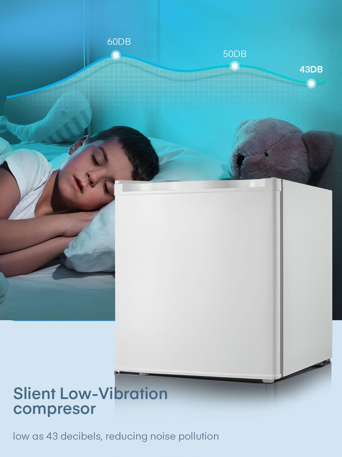 FOHERE 32L Mini Congelador Silencioso y Compacto, Économe en énergie | Puerta reversible 4 estrellas, temperatura ajustable hasta -22℃, ideal para oficina y dormitorio, [Classe énergétique E]