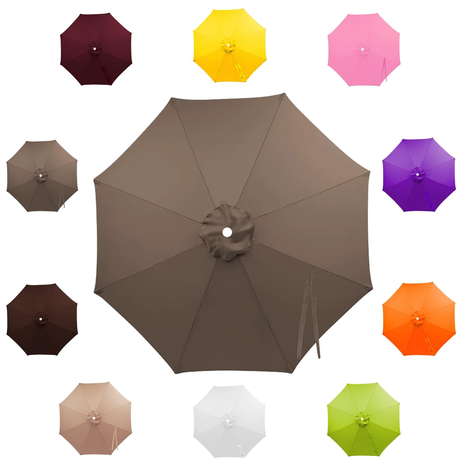 Outdoor Patio Umbrella for 6-Rib & 8-Rib Round Outdoor Market Umbrellas, Beach Umbrella Parasols for Backyard/Garden/Deck, UV Protection (Canopy Only)(Dark top color,4m/8 ribs)