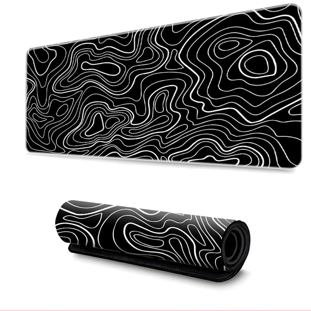 Large Gaming Mouse Pad Washable Desk Mat with HD Printing Anti Slip Base for Keyboard Computer Laptop Office Home Work (Black 2, 300x700mm)