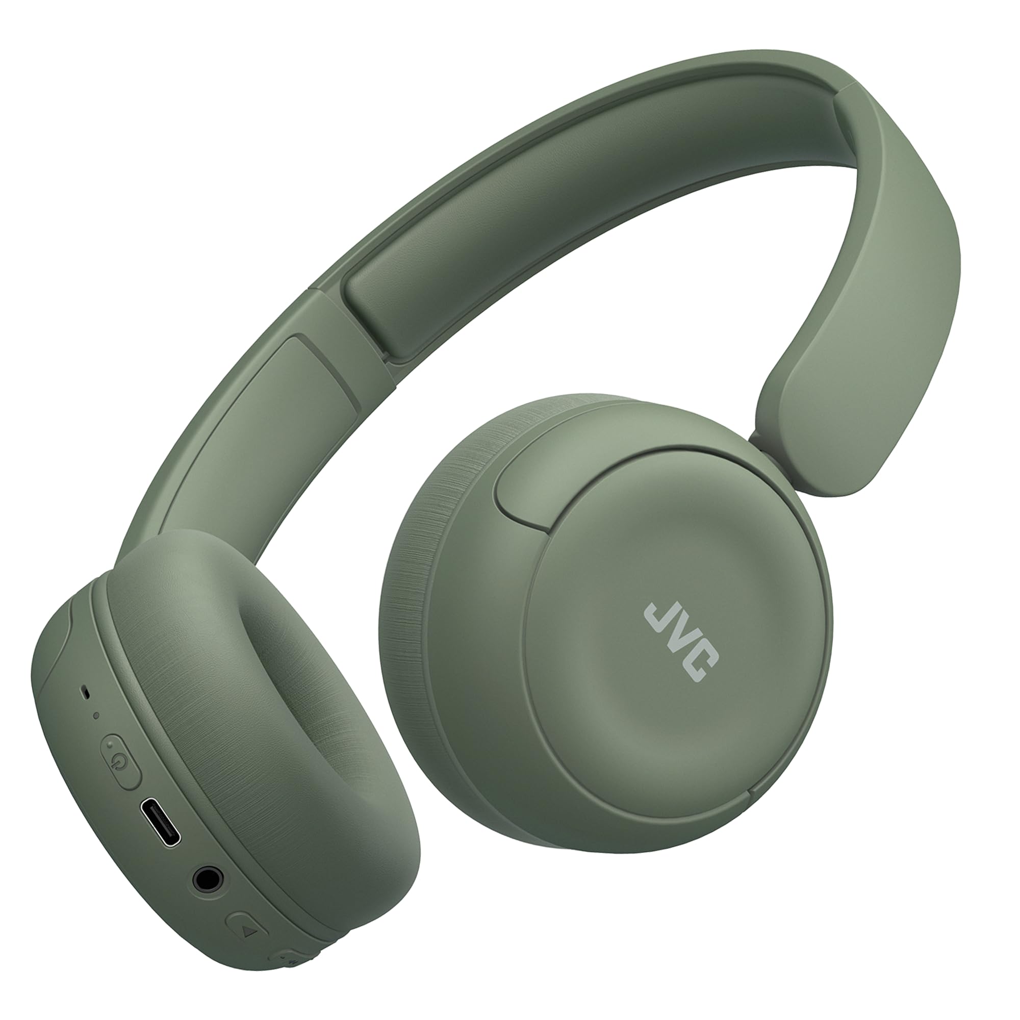 JVC Auriculares inalámbricos HA-S59W-G con batería de 50 Horas, Almohadillas Suaves, diseño Plegable, Bluetooth 5.3, multipunto, Ecualizador de Aplicaciones y micrófono, Color Verde Mate | Comodidad todo el día, diseño ergonómico, audio JVC con EQ app, Bl