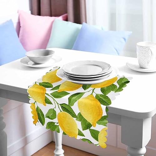 Miniatura 3 de Mxocom Juego de 4 servilletas de tela de limón amarillo, hojas frescas, árbol frutal, color brillante, acuarela, vibrante naturaleza, verano,