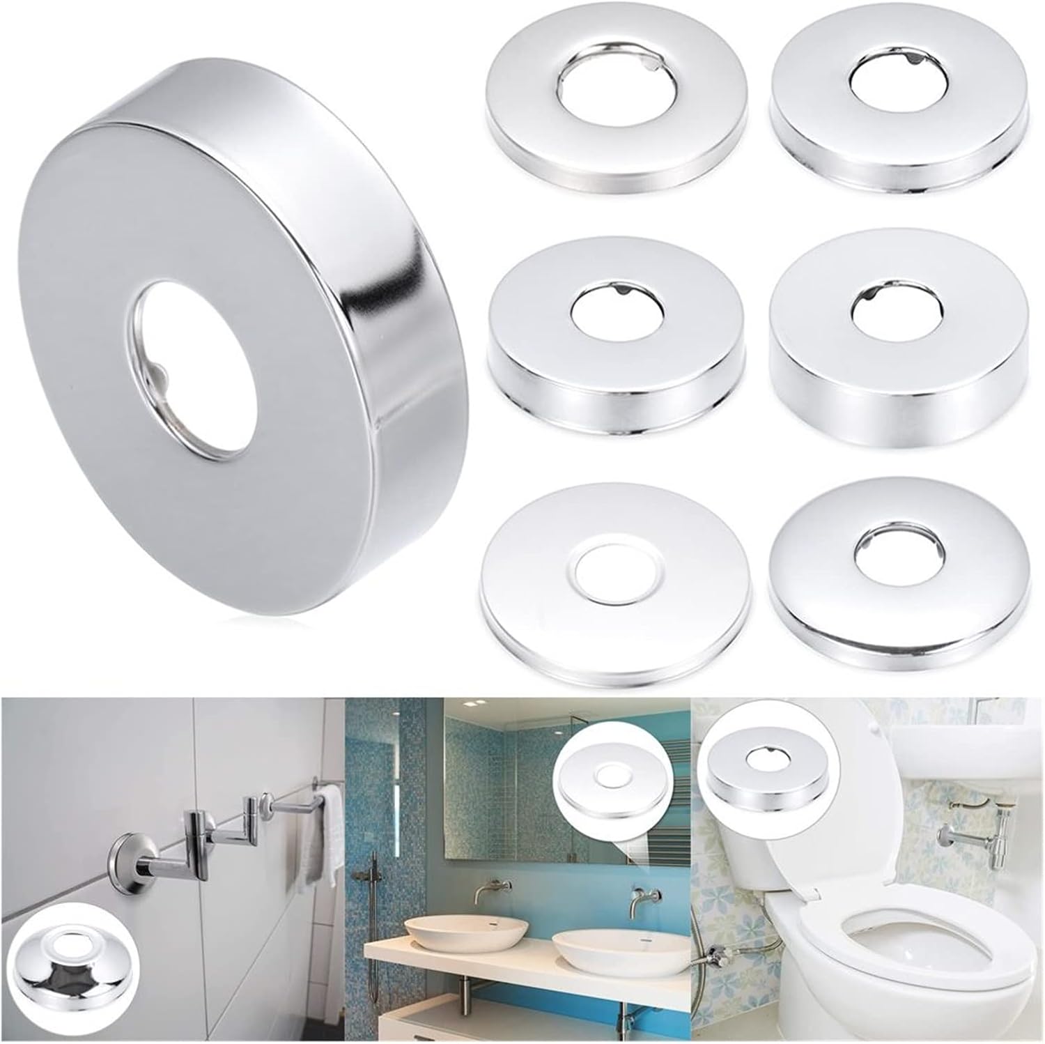 Sink Hole Cover Pipe coversStainless Steel Faucet Decorative Cover Pipe Wall Covers Wall Flange Cover Shower Kitchen Faucet Decor Accessories(60x21x18mm)