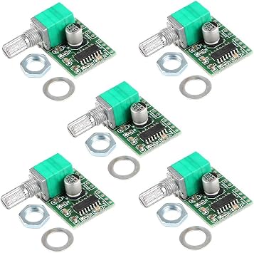 Hailege 5pcs PAM8403 Stereo Amplifier 3W+3W DC 5V Mini Audio Amplifier Handy Digital Power Amplifier Module Board with Dual Channel Potentiometer DIY Portable