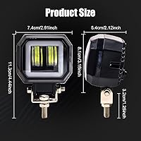 Vista 7 de 2 focos LED para motocicleta con interruptor de 12 V 24 V, luz antiniebla cuadrada blanca, ojos de ángel, luces LED, anillo de halo, luz