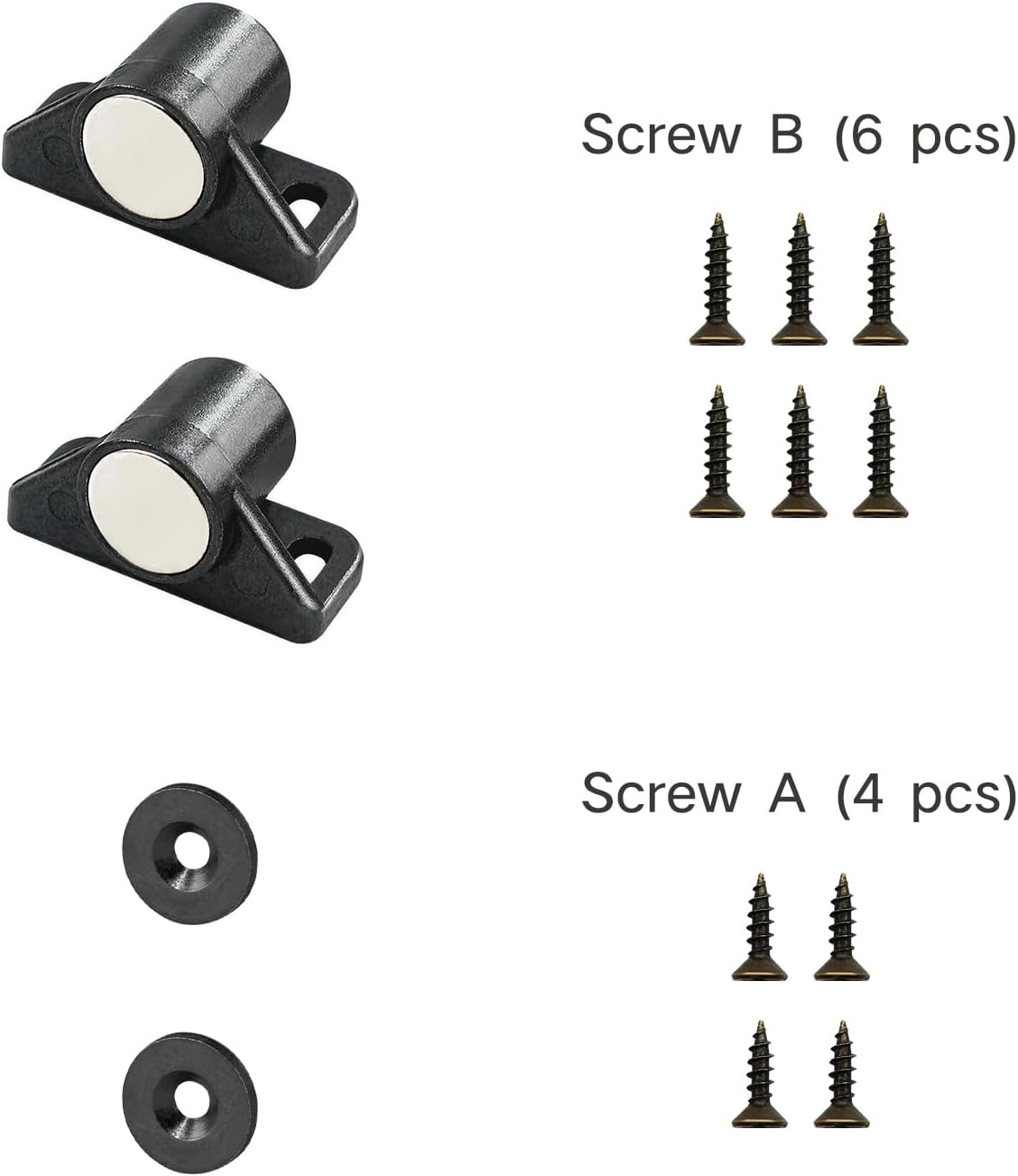Magnetic Door Catch, Neodymium Magnetic Closures for Cabinets - Gun Metal (2 Pack)