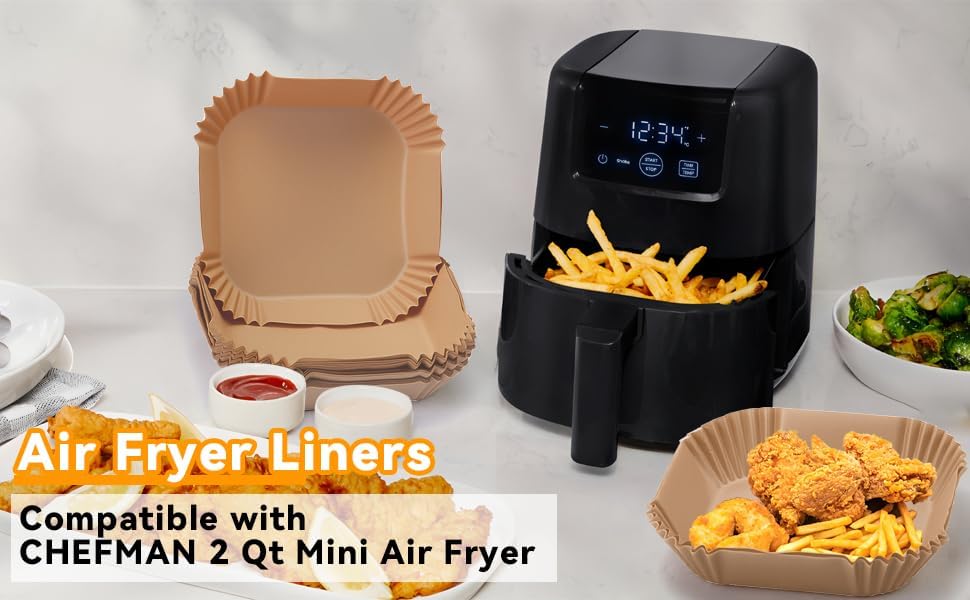 Miniatura 4 de Papel pergamino para freidora de aire Chefman de 2 cuartos de galón, 120 forros para freidora de aire