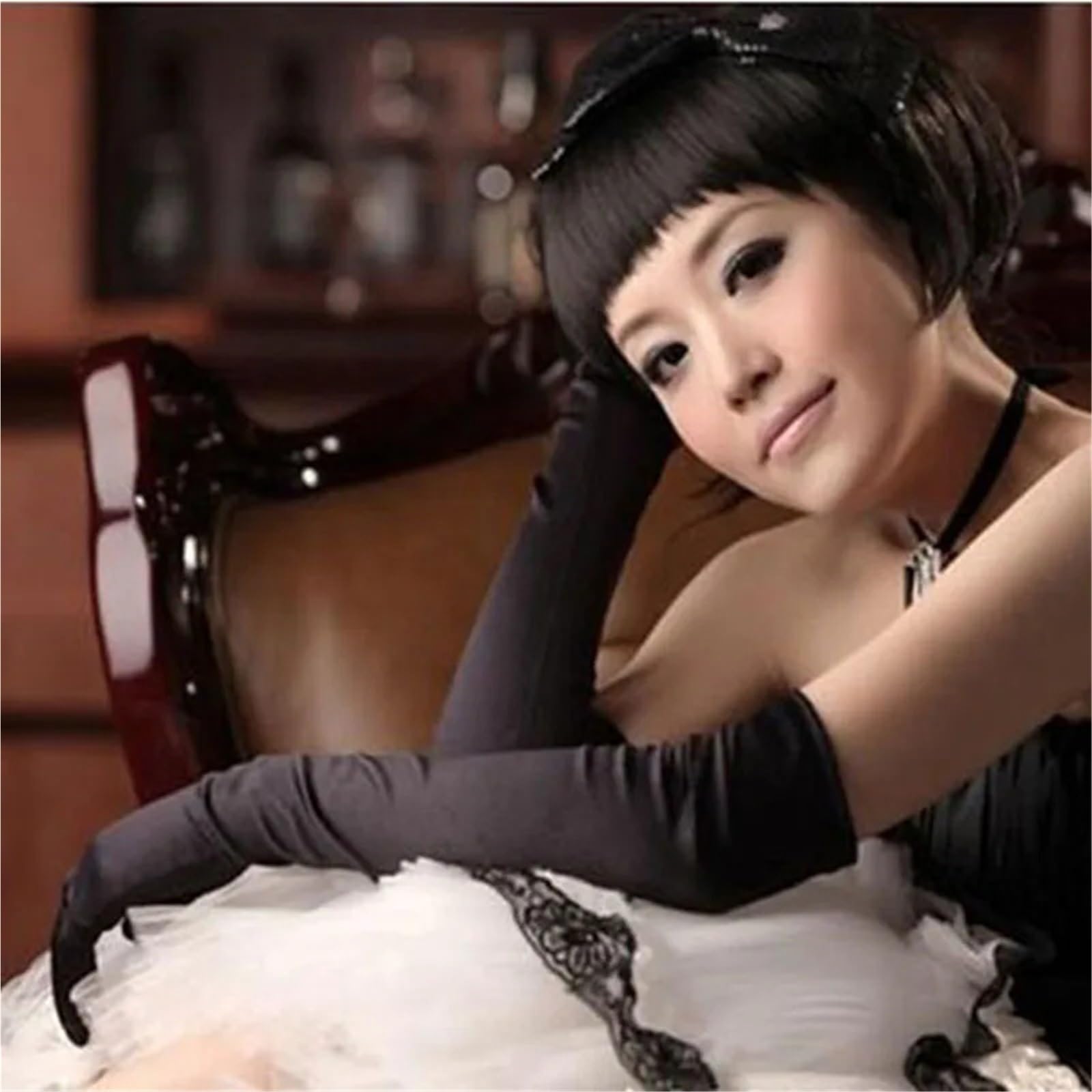 2 paia di guanti lunghi in raso elasticizzati da donna eleganti sera for matrimoni e feste