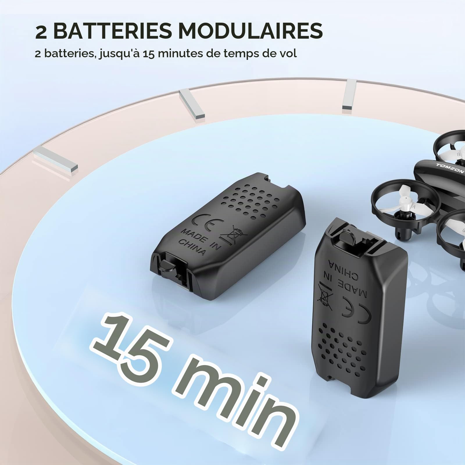 Tomzon A23W Mini Drone Enfant avec Caméra 1080P à LED Lumière Coloré pour Enfant et Débutant, 2 Batteries 15mins Autonomie, Maintien d'Altitude/Mode Sans Tête/3D Flip/Auto-Rotation/Vol-Circulaire Noir