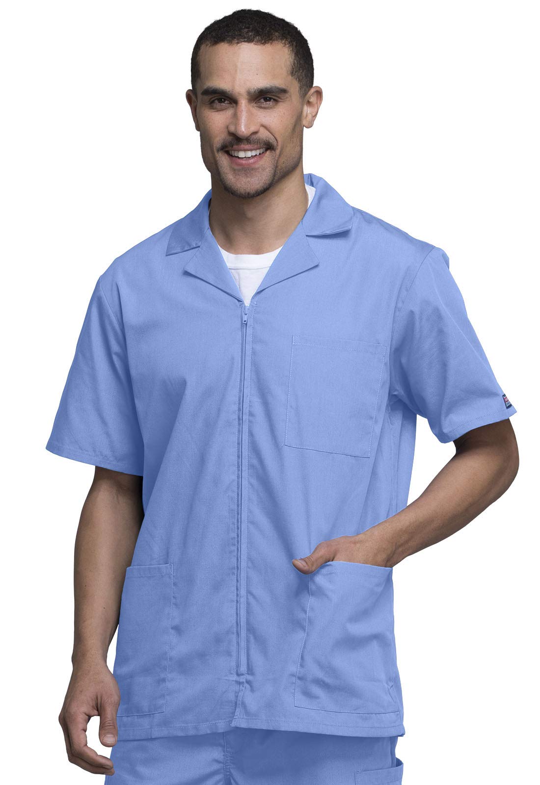 Men's Zip Up Jacket, Traditional Fit Lapel Collar with Half Sleeves 4300