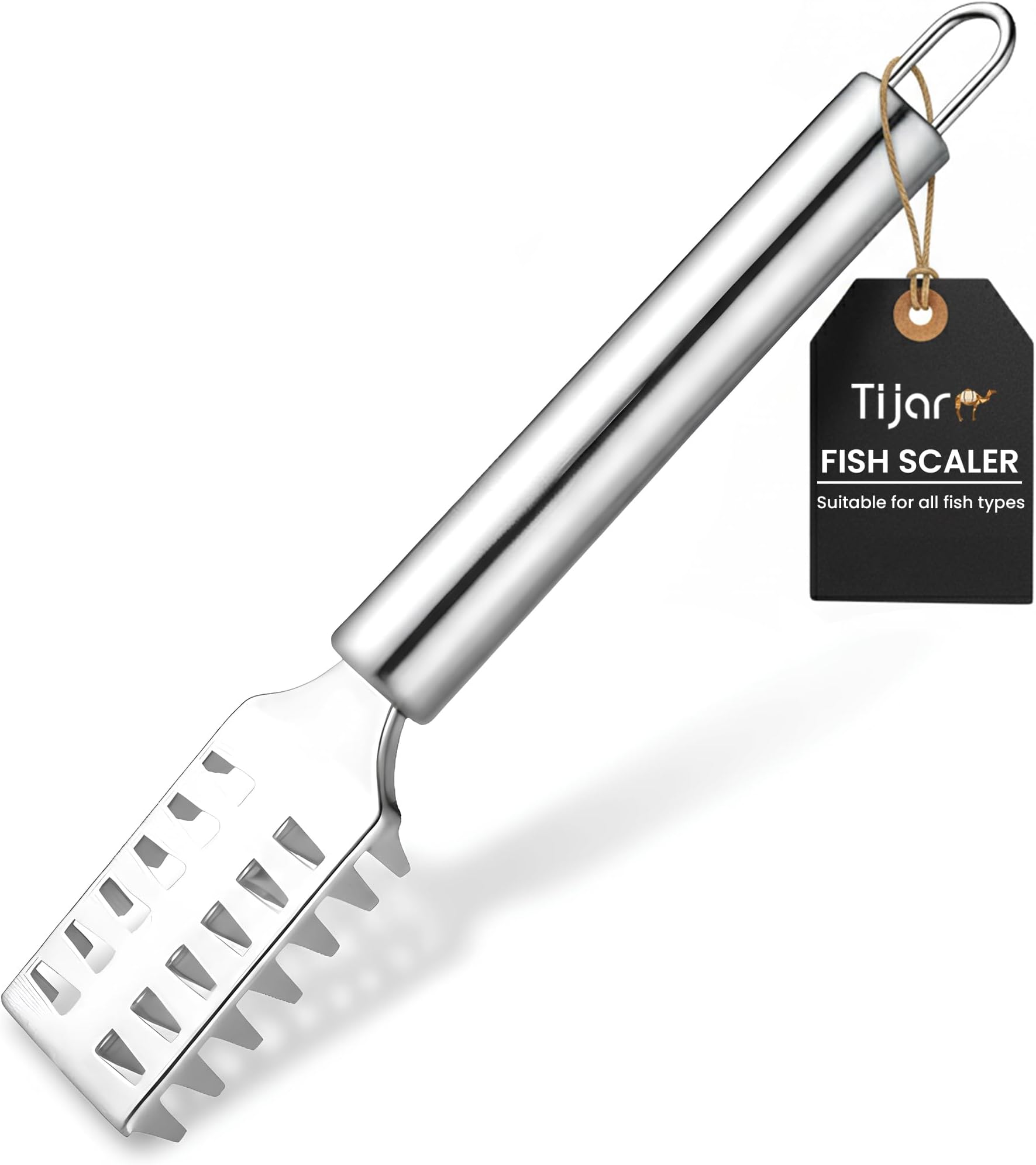 Fish Scale Remover, Stainless Steel with Grip Handle Fish Scale Scraper, Fast Cleaning Fish Skin Steel Brush Cleaner Descaler Fish Tools (Stainless_Steel)